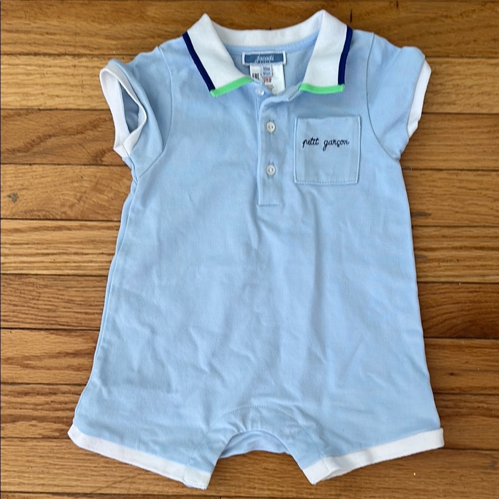 Jacadi Light Blue and White Kids One Piece